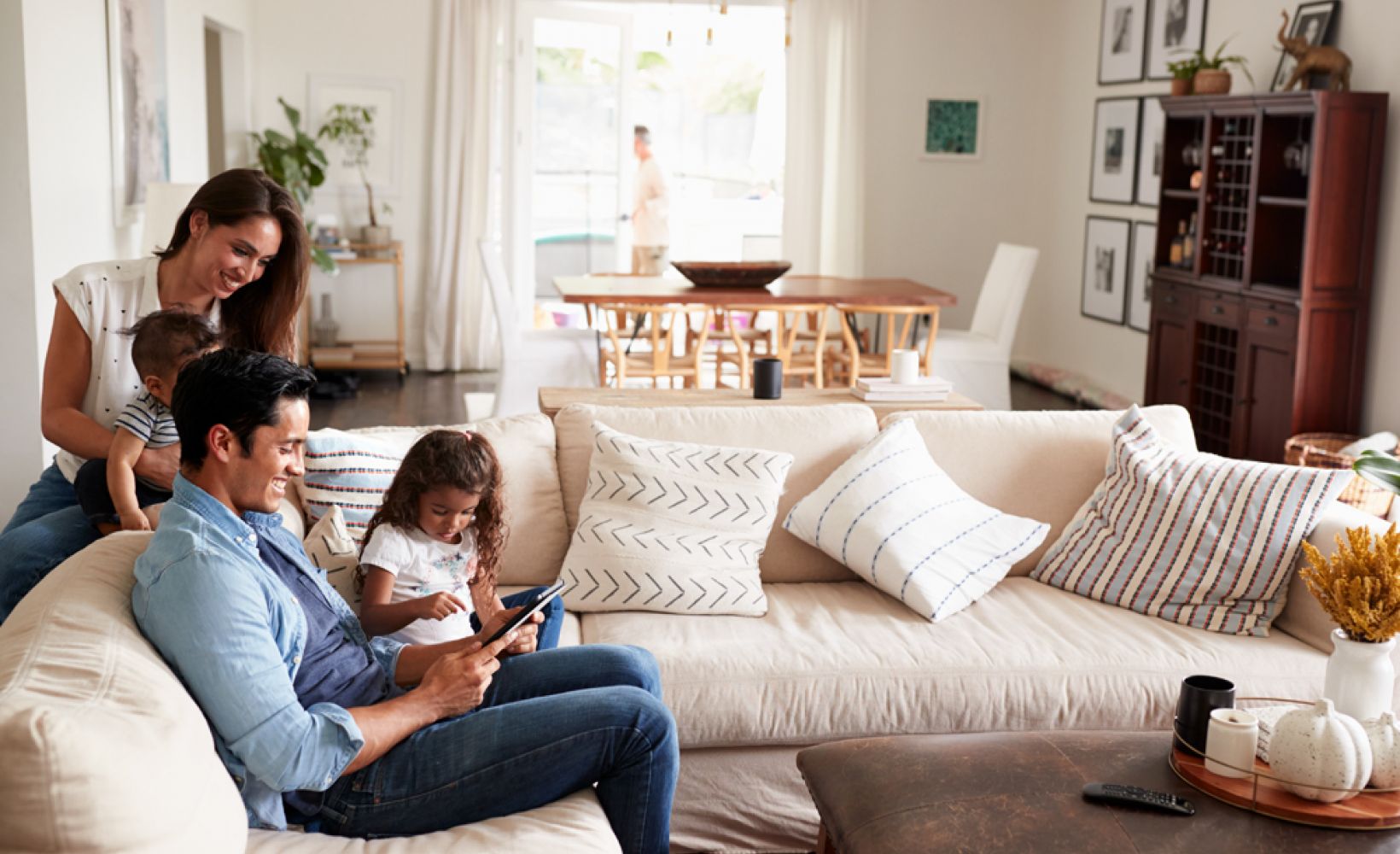 family enjoying comfortable modern home